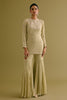 Olive Green Embroidered Georgette Gharara Set