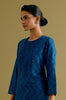 Royal Blue Cotton Silk Blend Block Printed Kurta Set