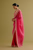 Fuchsia Pink Embroidered Georgette Organza Saree