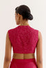 Fuchsia Pink Silk Satin Pre Draped Saree
