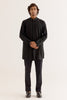 Black Pintuck Dori Embroidered Front-Open Kurta Set