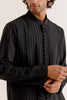 Black Pintuck Dori Embroidered Front-Open Kurta Set