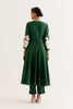 Emerald Green Cotton Silk Blend Hand-Painted Anarkali Set