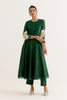 Emerald Green Cotton Silk Blend Hand-Painted Anarkali Set