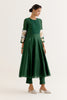Emerald Green Cotton Silk Blend Hand-Painted Anarkali Set