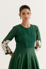 Emerald Green Cotton Silk Blend Hand-Painted Anarkali Set