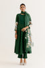 Emerald Green Cotton Silk Blend Hand-Painted Anarkali Set