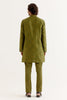 Olive Green Block Printed Dori Embroidered Kurta Set