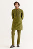 Olive Green Block Printed Dori Embroidered Kurta Set