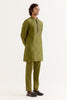 Olive Green Block Printed Dori Embroidered Kurta Set