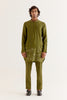 Olive Green Floral Embroidered Chanderi Short Kurta Set