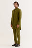 Olive Green Dori Embroidered Kurta and Jacket Set