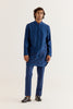 Royal Blue Floral Embroidered Chanderi Short Kurta Set