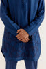Royal Blue Floral Embroidered Chanderi Short Kurta Set