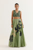 Olive Green Hand-Painted Lehenga Set