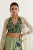 Olive Green Hand-Painted Lehenga Set