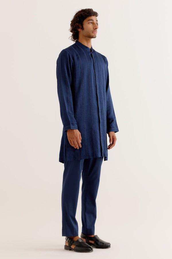 Dulquer Salman in Royal Blue Front-Open Kurta Set