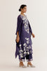 Navy Blue Embroidered Cotton Silk Satin Kaftan Set