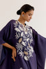 Navy Blue Embroidered Cotton Silk Satin Kaftan Set