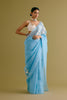 Sky Blue Embroidered Silk Organza Saree