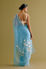 Sky Blue Embroidered Silk Organza Saree