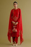 Ruby Red Dori and Sequins Embroidered Kurta and Dhoti Set