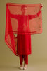 Ruby Red Dori and Sequins Embroidered Kurta and Dhoti Set
