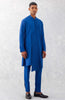 Blue Cotton Silk Blend Pin Tucks Kurta Set