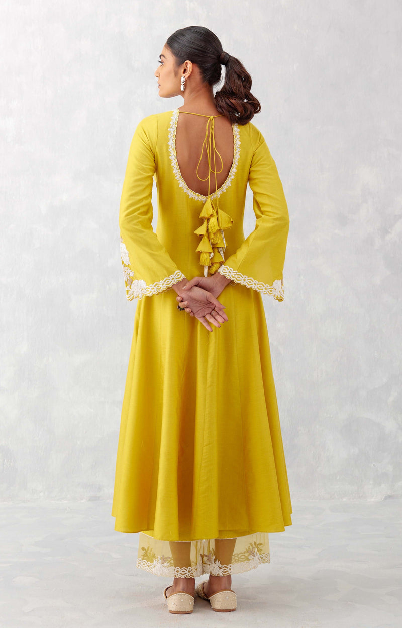 Manushi Chhillar in Mustard Yellow Embroidered Anarkali Set