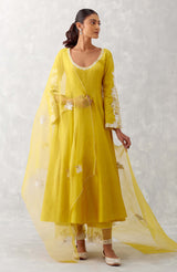 Mustard Yellow Embroidered Anarkali Set (RTS)