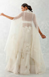 Kalyani Priyadarshan in Ivory Silk Organza Cape Lehenga Set
