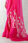 Kiara Advani in Fuchsia Pink Embroidered Silk Organza Saree