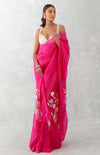 Fuchsia Pink Embroidered Silk Organza Saree
