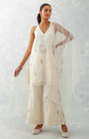 Janhvi Kapoor in Ivory Embroidered Organza Short Kurta Set