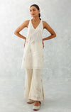 Janhvi Kapoor in Ivory Embroidered Organza Short Kurta Set