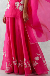 Fuchsia Pink Embroidered Sharara Set (RTS)