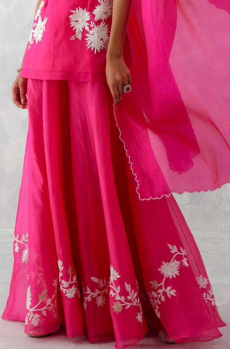 Sara Ali Khan in Fuchsia Pink Embroidered Sharara Set