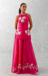 Sara Ali Khan in Fuchsia Pink Embroidered Sharara Set