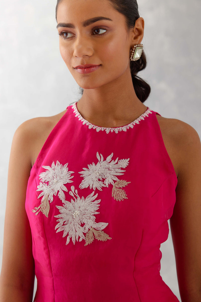 Fuchsia Pink Embroidered Sharara Set (RTS)