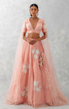 Shraddha Kapoor in Pink Floral Embroidered Chanderi Silk Lehenga Set