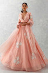 Pink Floral Embroidered Chanderi Silk Lehenga Set