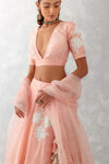 Shraddha Kapoor in Pink Floral Embroidered Chanderi Silk Lehenga Set