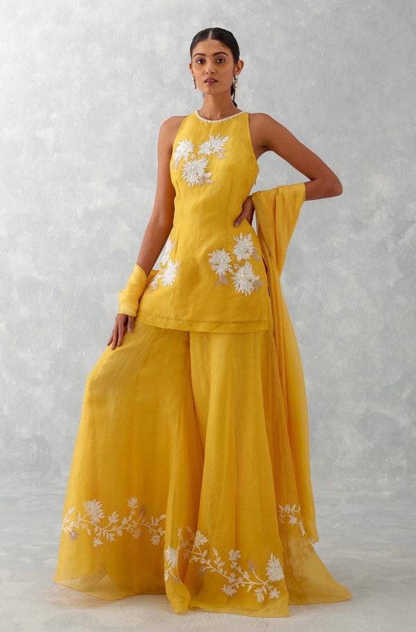 Jacqueline Fernandez in Mango Yellow Embroidered Sharara Set