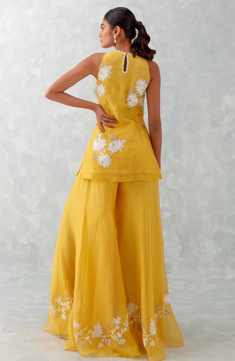 Jacqueline Fernandez in Mango Yellow Embroidered Sharara Set