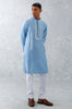 Blue Embroidered Woven Chanderi Kurta Set
