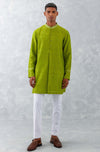 Vijay Deverakonda in Green Ikat Print Chanderi Kurta Set