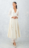 Ivory Embroidered Chanderi Anarkali Set (RTS)