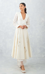 Ivory Embroidered Chanderi Anarkali Set (RTS)