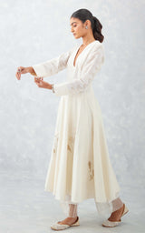 Ivory Embroidered Chanderi Anarkali Set (RTS)