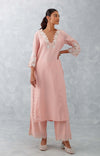Kareena Kapoor Khan in Blush Pink Embroidered Woven Chanderi Kurta Set